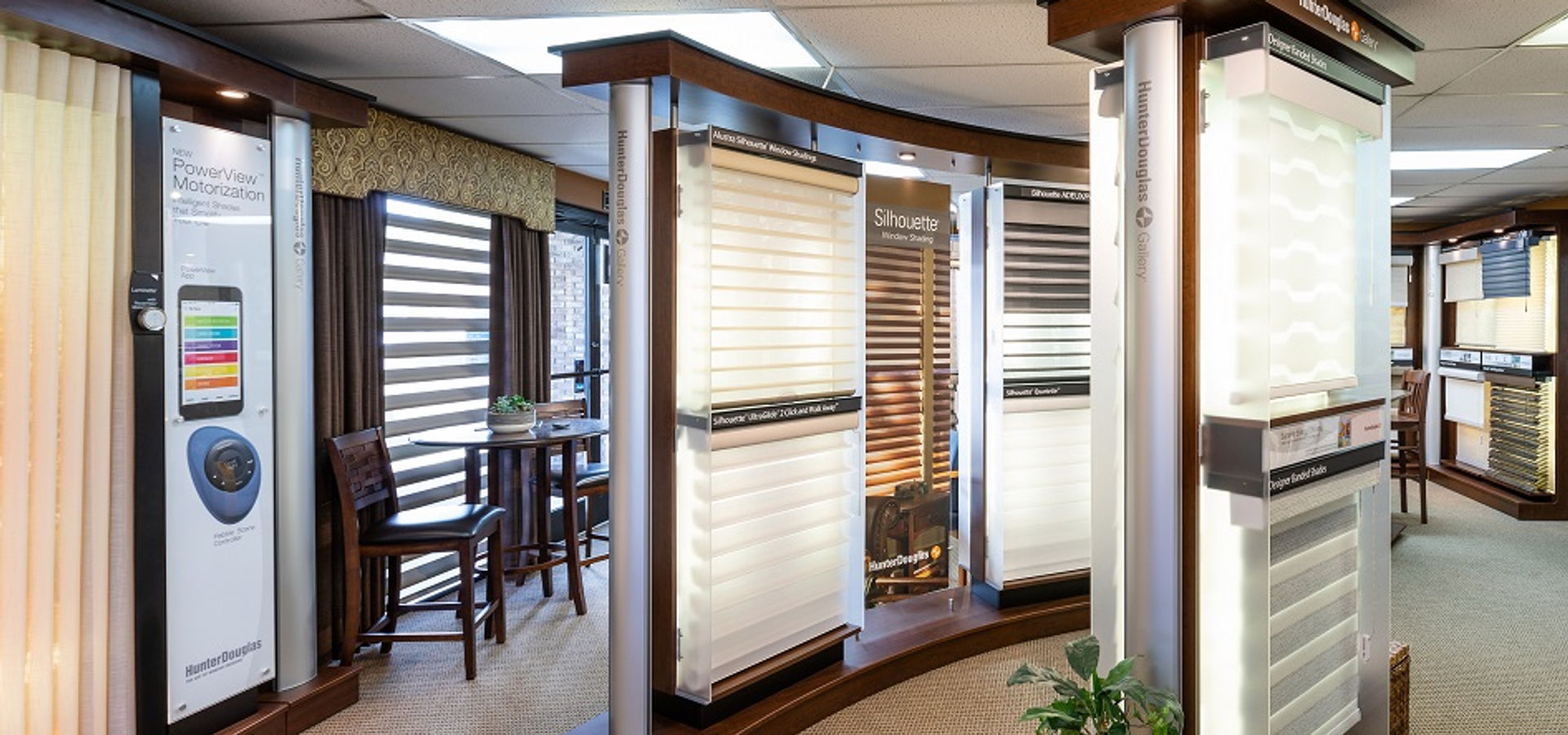 Carolina Blinds showroom interior with window treatment displays