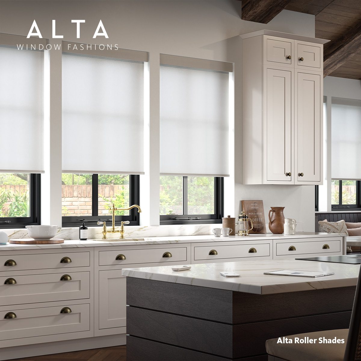Alta roller shades in a kitchen